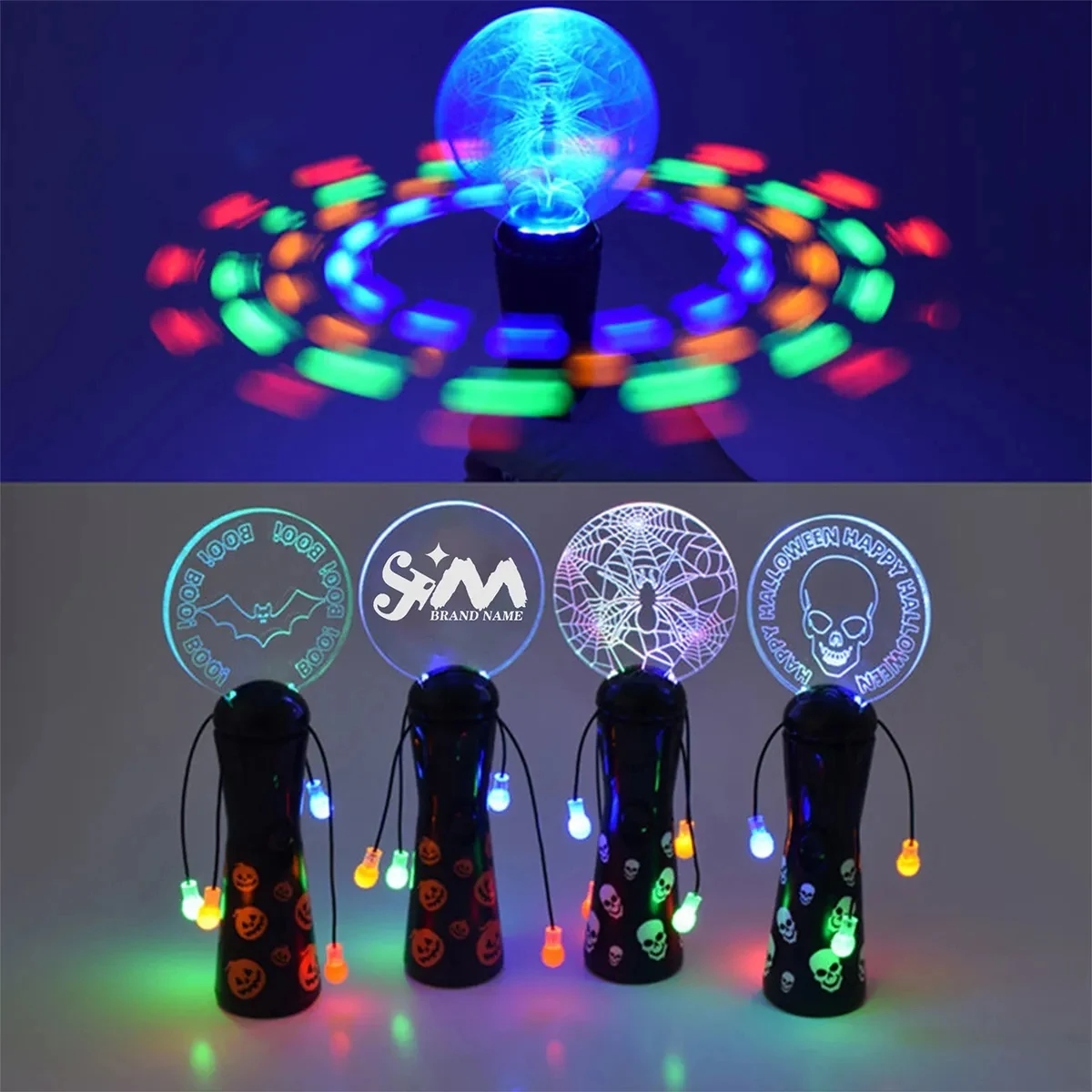 Custom LED Light Up Spinner Rotating Wand For Party Stadium 1