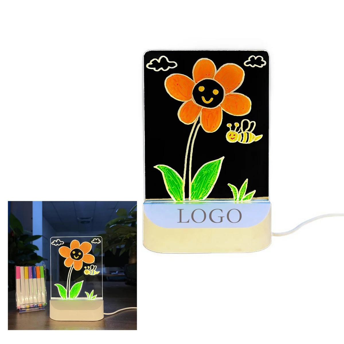 Usb Acrylic Light Message Board With 7 Colors Pen 1
