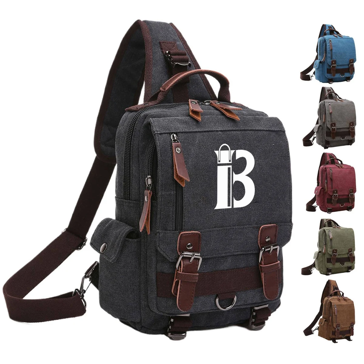 Large Capacity Canvas Crossbody Backpack for Business Travel 1