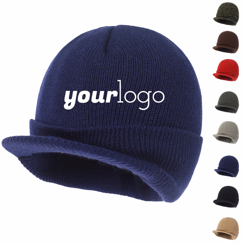 Classic Men's Knit Beanie with Brim for Cold Weather