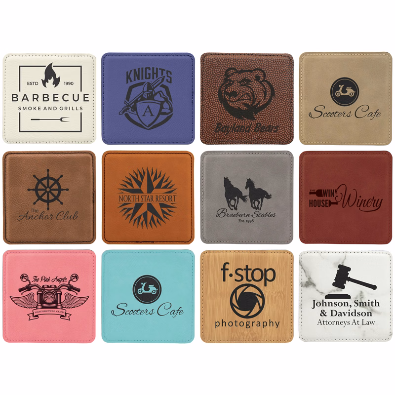 4" x 4" Square Leatherette Coaster