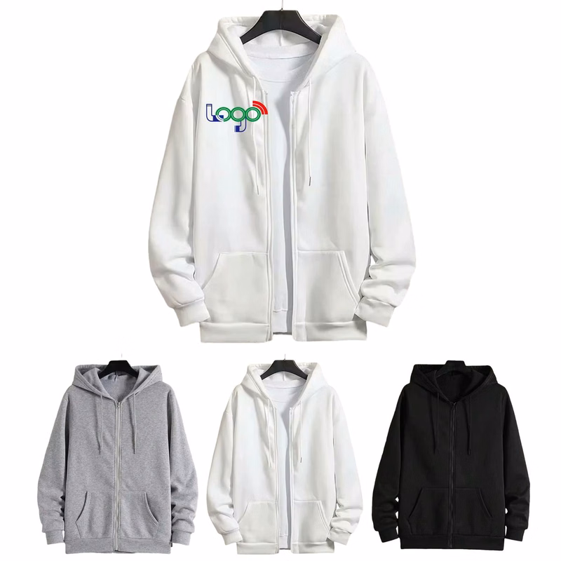 Polyester Solid-Color Hooded Sweatshirt