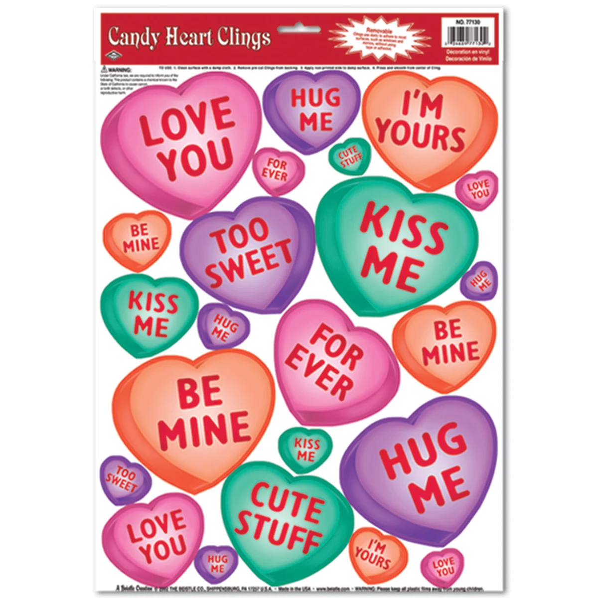 Valentine Candy Heart Clings 1