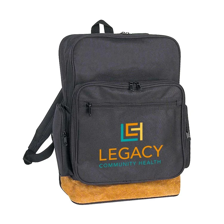600D Polyester Leather Bottom Backpack 1