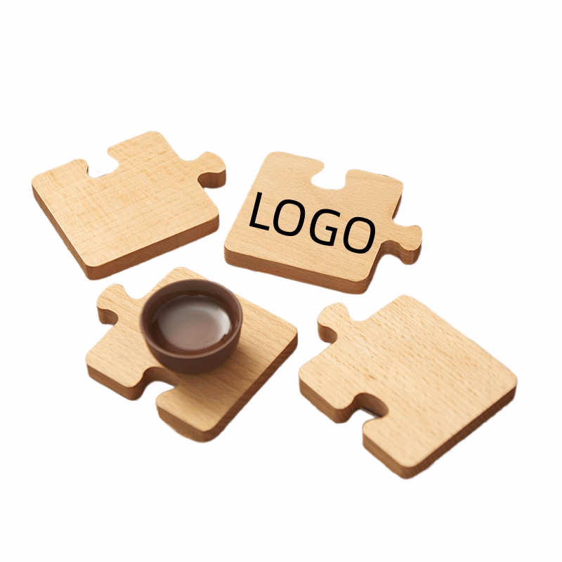 6 Piece Wooden Puzzle Piece Coasters