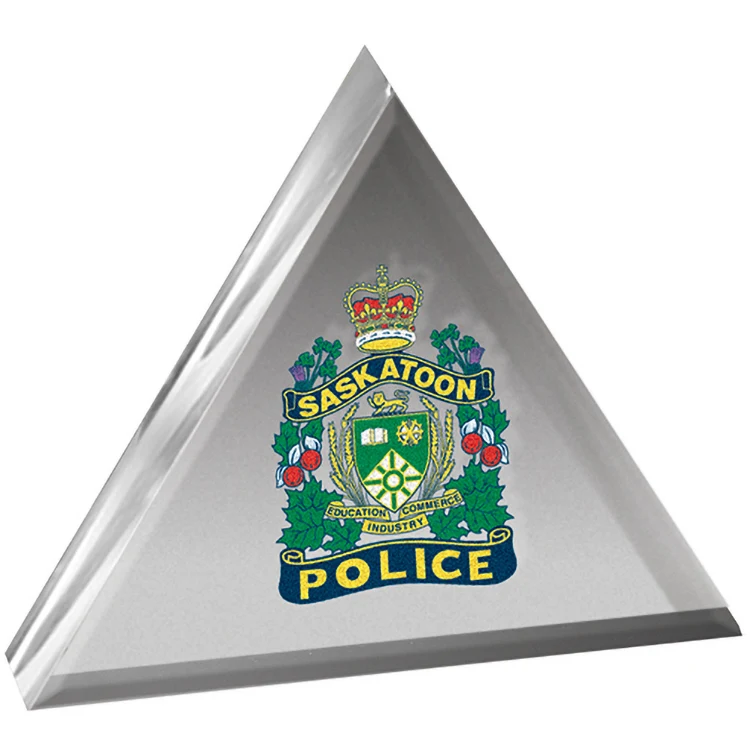 Clear Triangle Acrylic Paperweight (4"x 4"x 3/4") PhotoImage imprint 1
