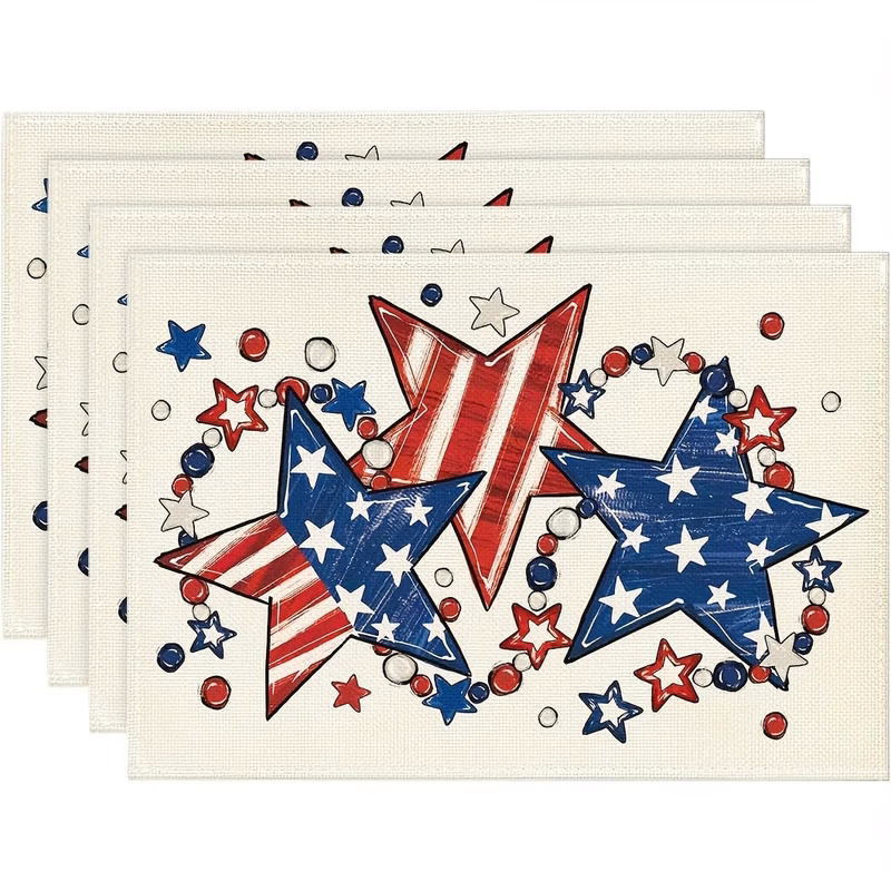 Red White Blue Patriotic Independence Disposable Thermal Table Mats