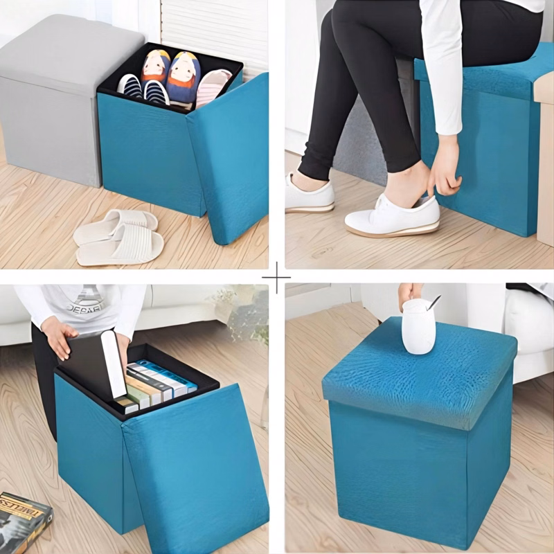 Folding Storage Ottoman Cube Footrest Seat