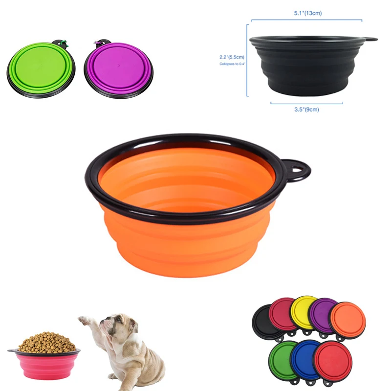 Portable Silicone Pet Bowl With Carabiner With Hook 1