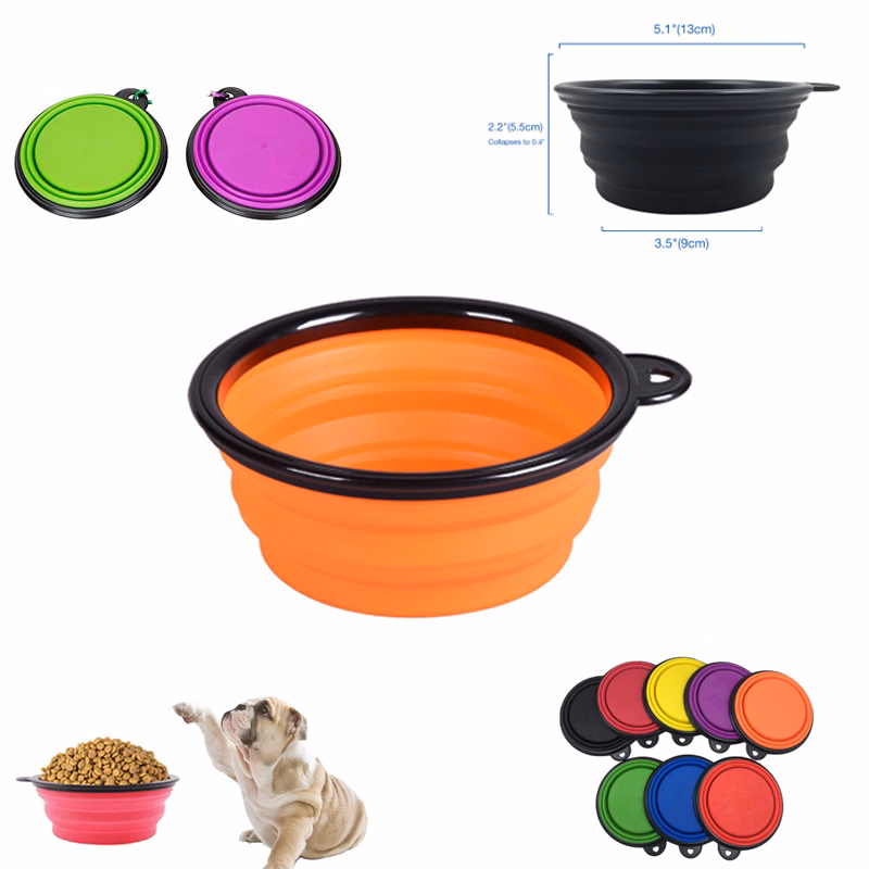 Portable Silicone Pet Bowl With Carabiner With Hook