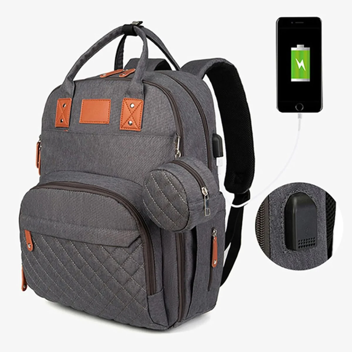 Large Nylon Waterproof Maternity Baby Changing Backpack 1