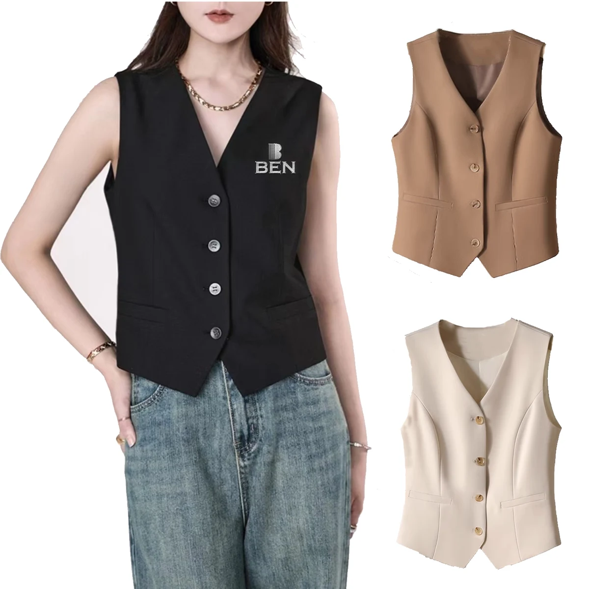Sleeveless western-style vest 1
