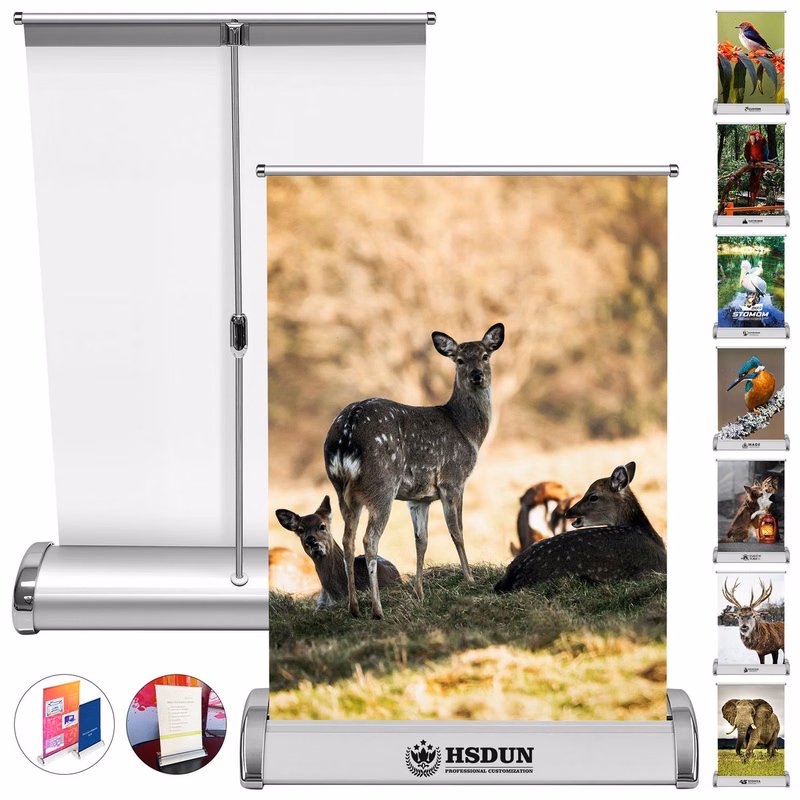 Mini Tabletop Retractable Roll Up Banner Stand