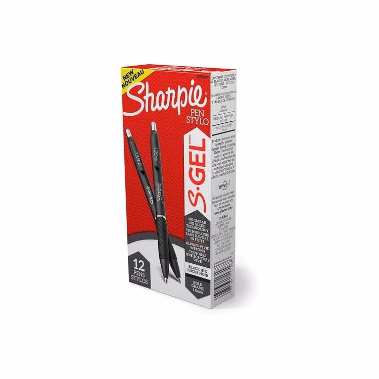 S-Gel Pens - Black 0.7 mm 12 Pack