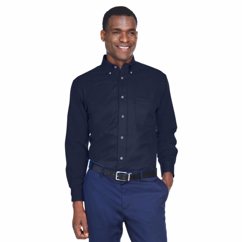Harriton Men's Tall Easy Blend™ Long-Sleeve Twill Shirt With Stain-Release