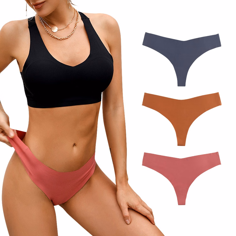 Women Seamless Underwear Soft No Show Stretch Bikini Invisibles Hipster V Cut Panties