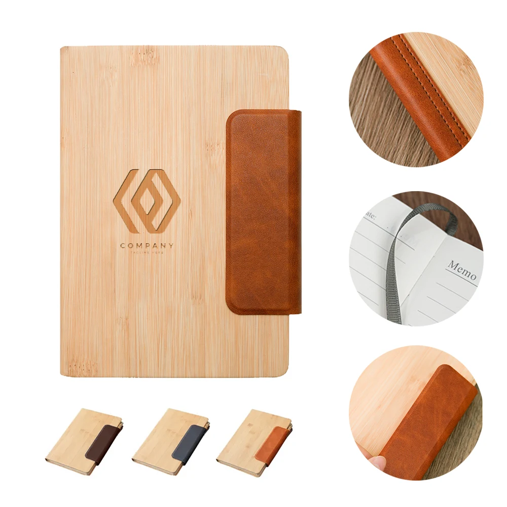 A5 Bamboo Texture Notebook with Magnetic Closure 1