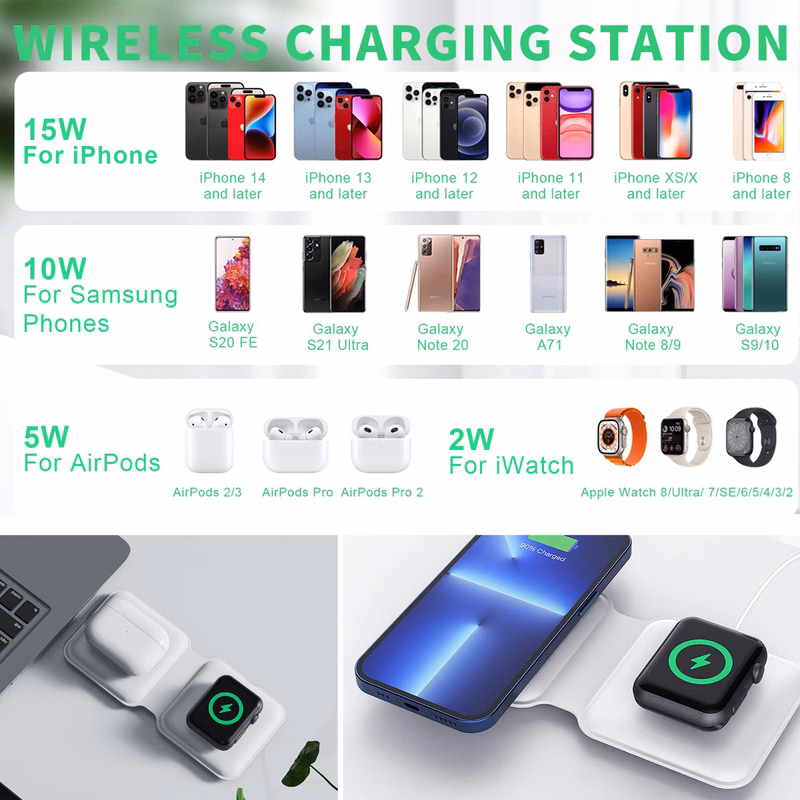 2 in 1 Wireless Charger Power Station