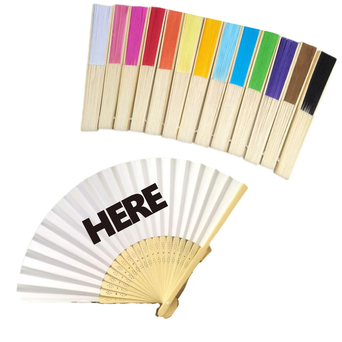 Multi-Color Blank Folding Fan 1