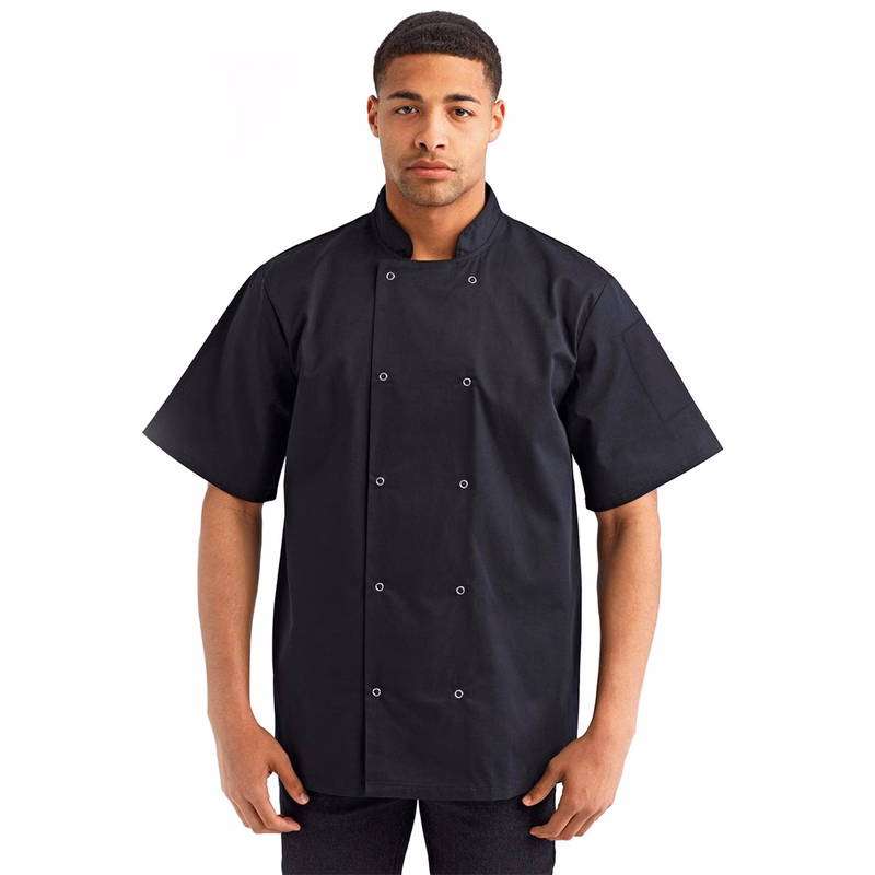 Unisex Ten Studded Front Short Sleeve Chef Coat - RP664
