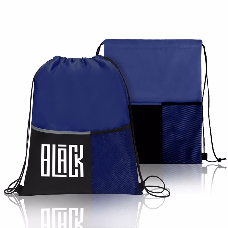 Drawstring Backpack With Two Pockets (13.5" x 17")