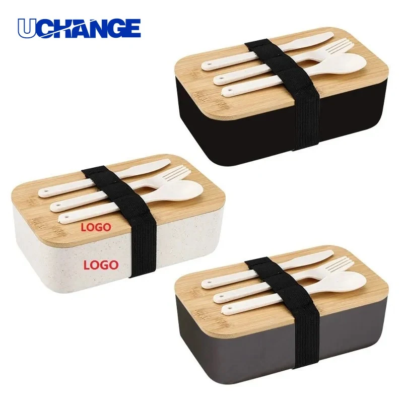 Wood Lid Plastic Lunch Box for Daily Use 1