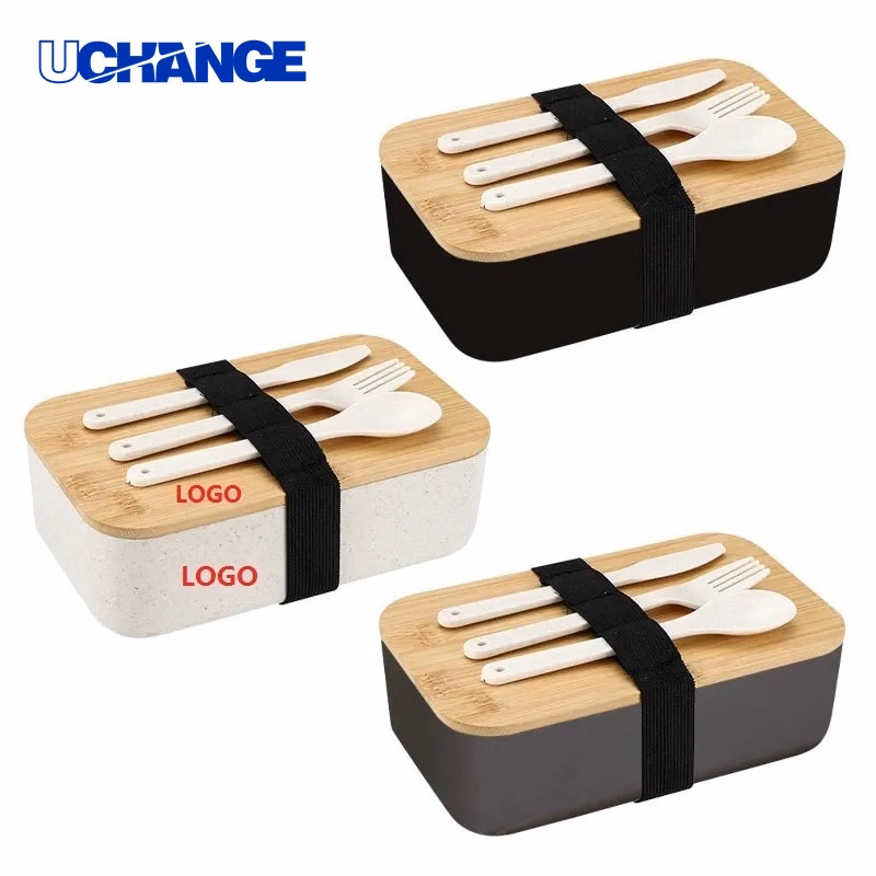 Wood Lid Plastic Lunch Box for Daily Use