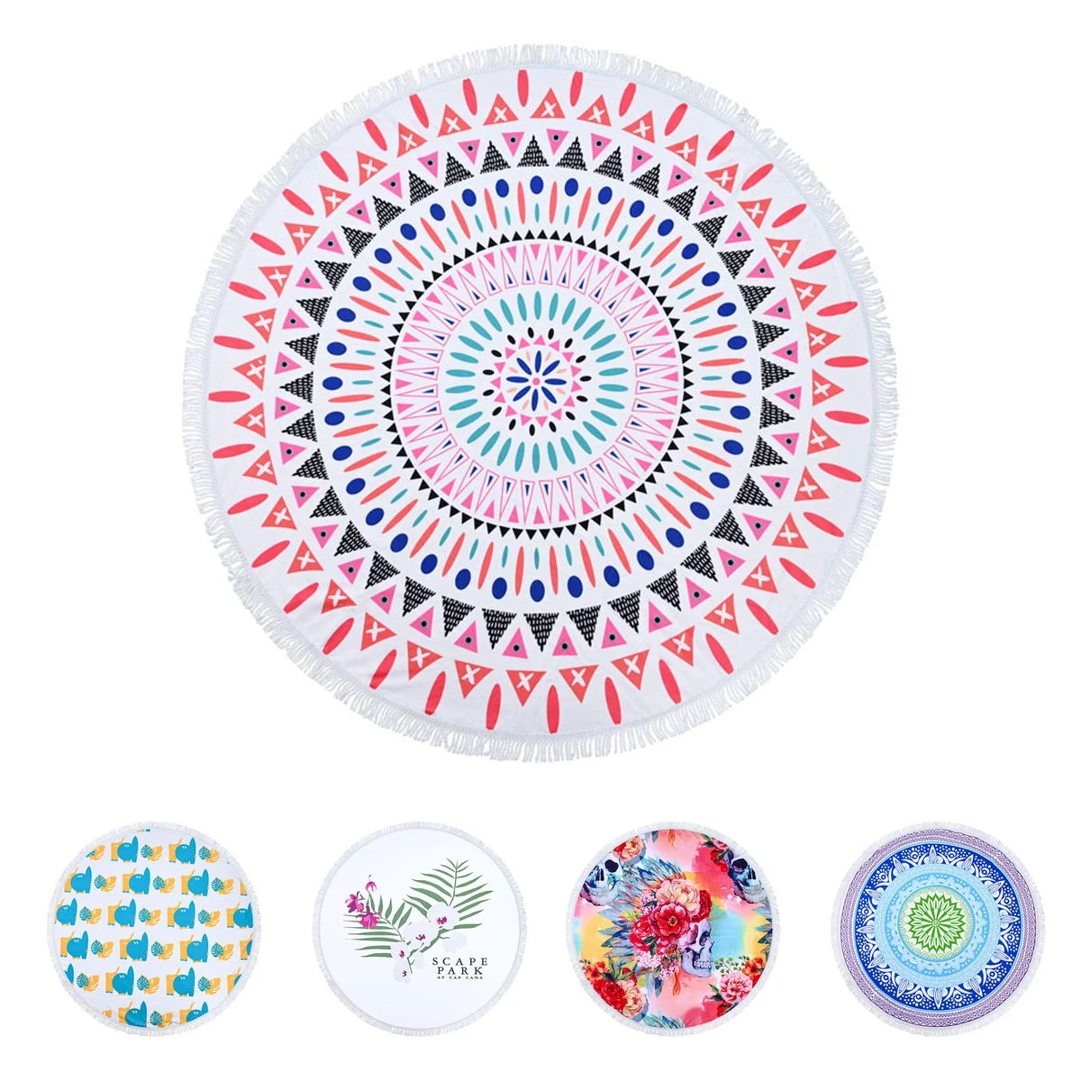 Round printed beach mat 1