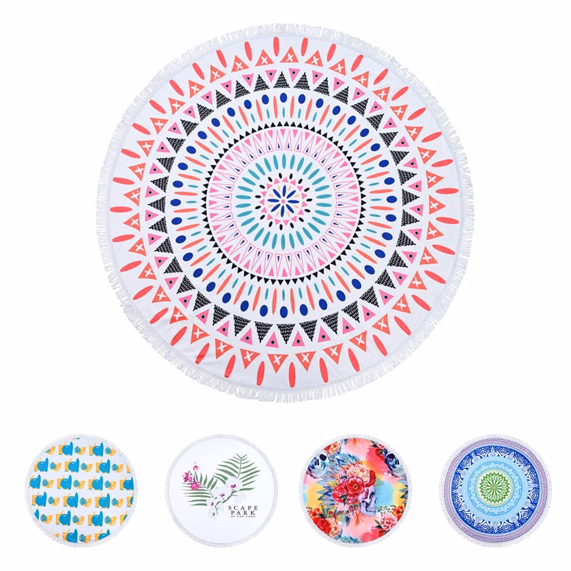 Round printed beach mat