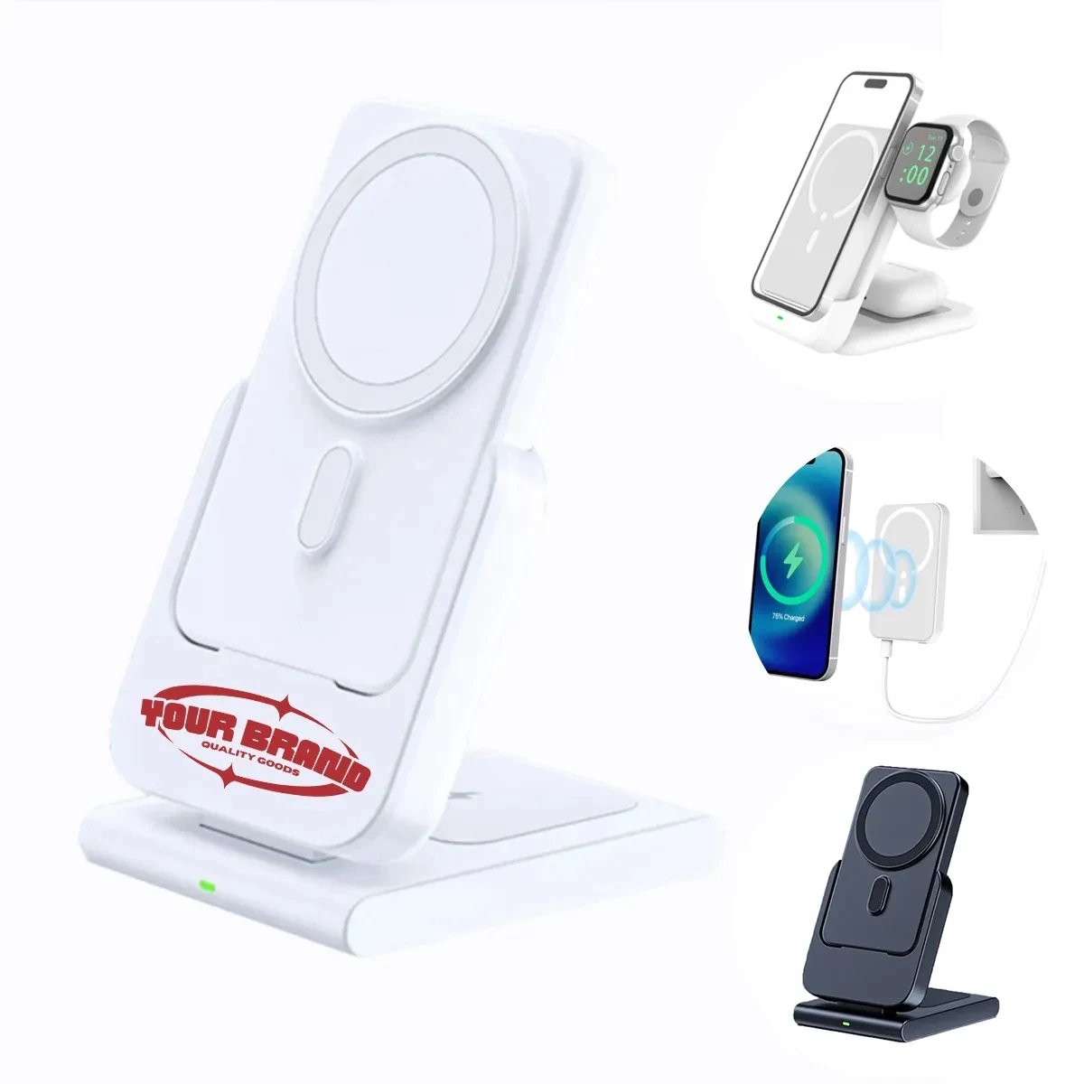 Foldable 3 In 1 Magnetic Power Bank With Stand For Iwatch 1