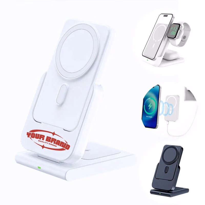 Foldable 3 In 1 Magnetic Power Bank With Stand For Iwatch