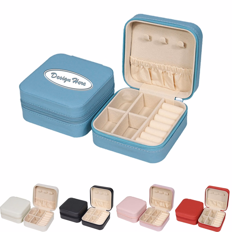 Compact PU Leather Jewelry Case for Rings & Pendants, Portable
