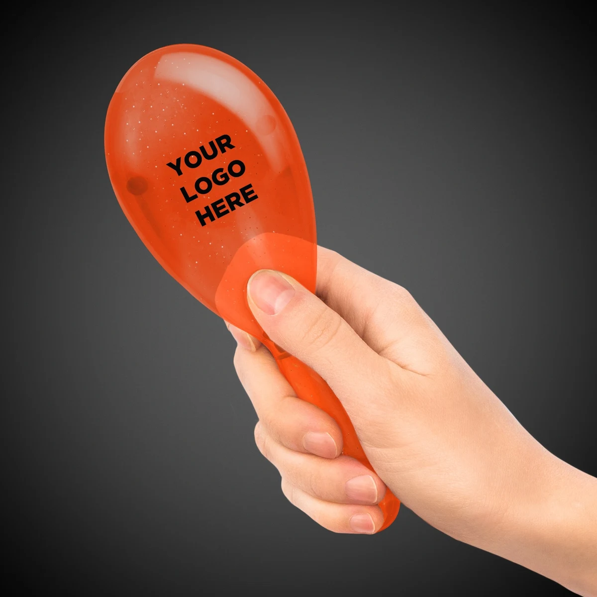 Orange 7" Plastic Glitter Maraca 1