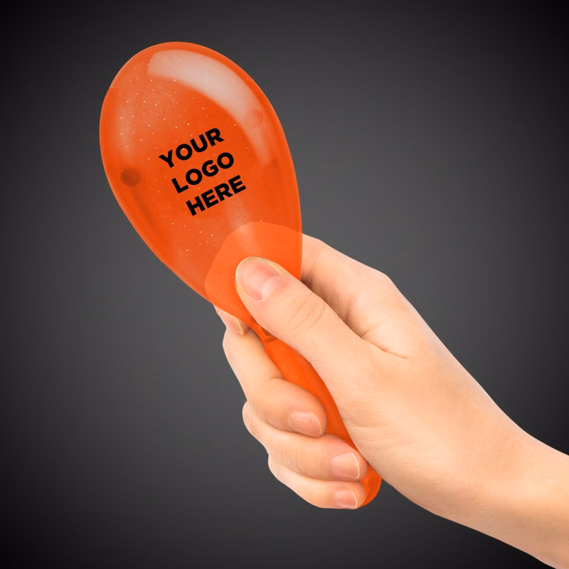 Orange 7" Plastic Glitter Maraca