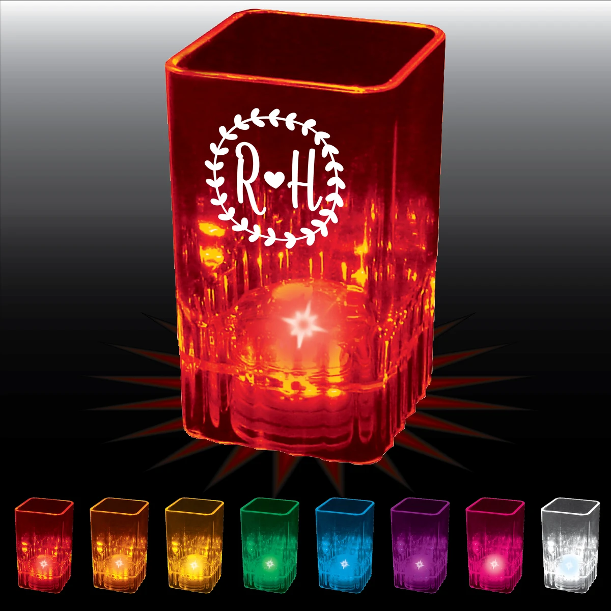 2oz Light Up Plastic Fluted Square Shot Glass 1