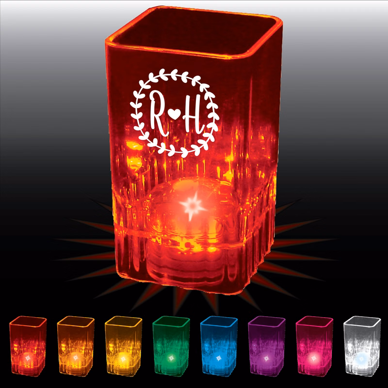 2oz Light Up Plastic Fluted Square Shot Glass
