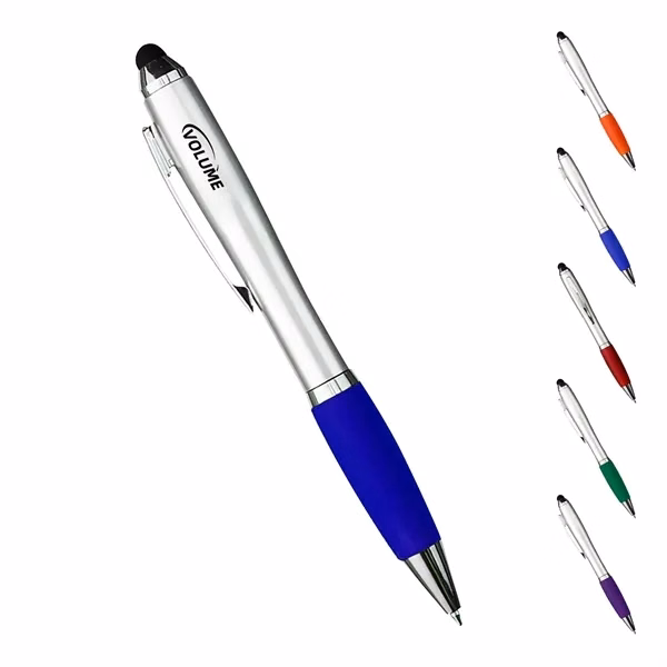Custom Stylus Pen Rubber Grip 5.75x0.47 — Ballpoint & Touchscreen Tech