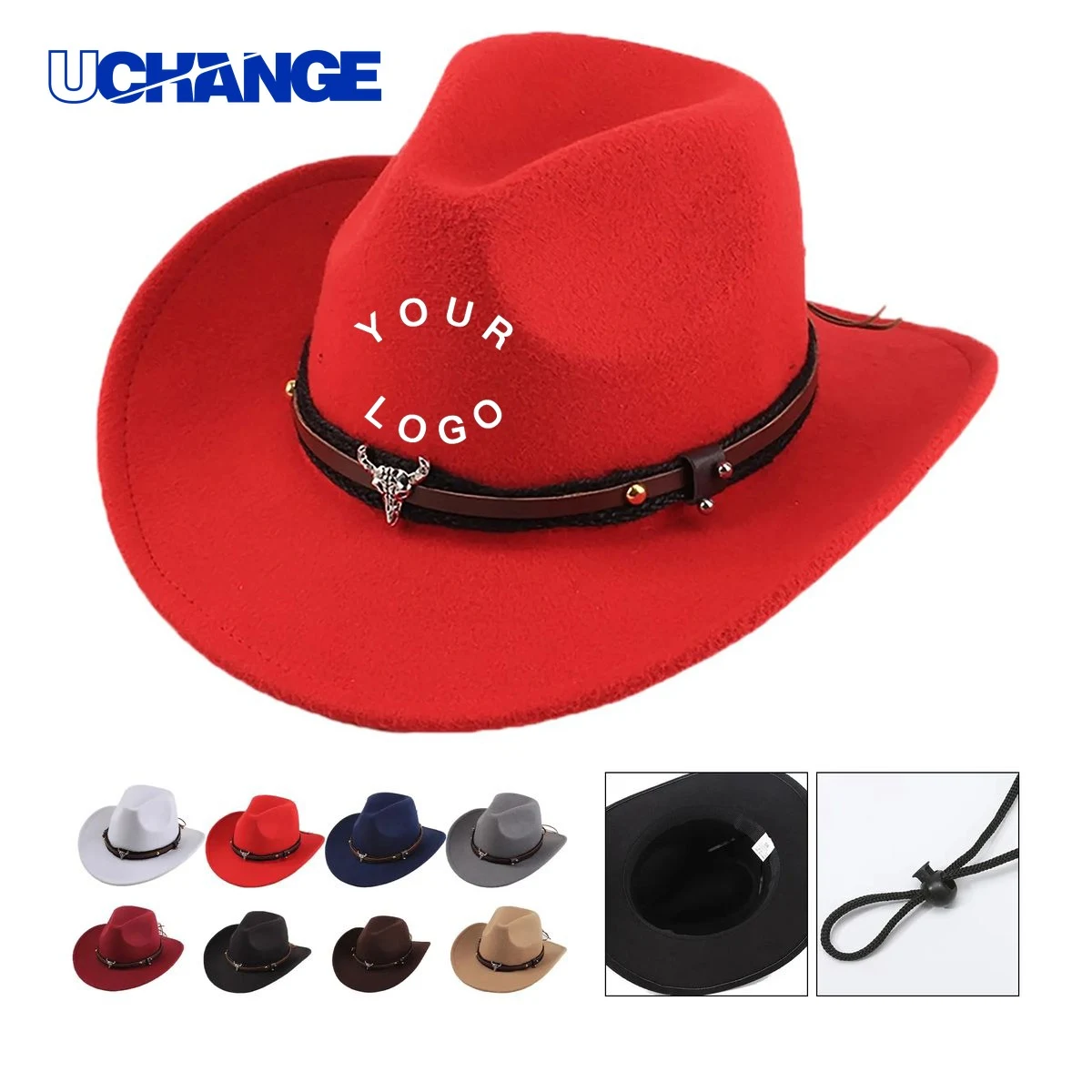 Polyester Cowboy Felt Hat Headwear with Traditional Shape 1