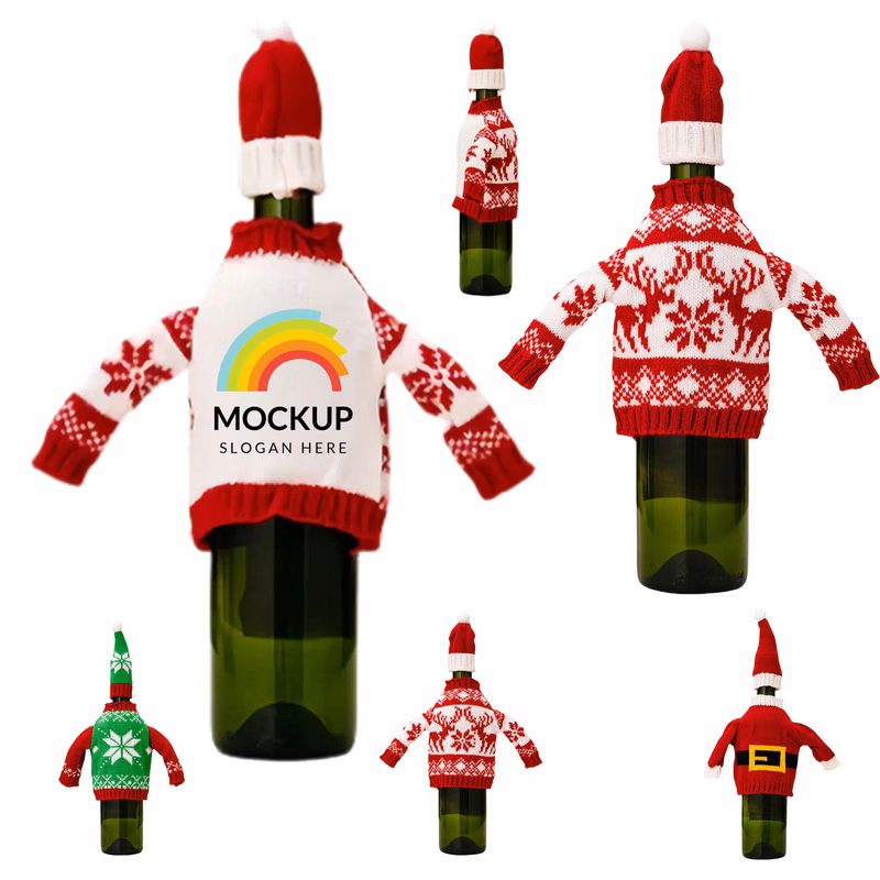 Christmas Wine Bottle Hat Cover