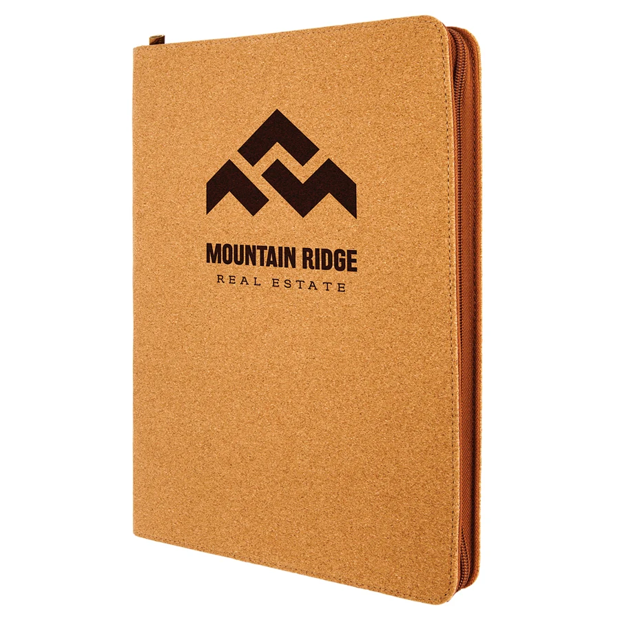 9 1/2" x 12" Cork with Zipper Portfolio with Notepad 1