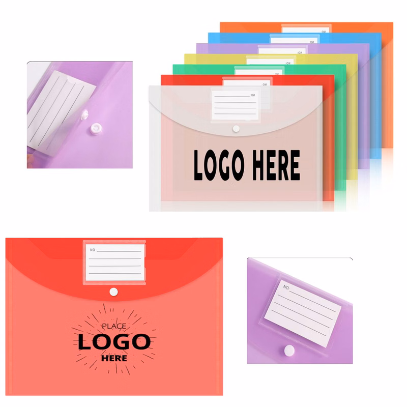 Custom Single Color Logo Transparent PP File Pouch