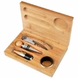 Bamboo Four-piece Wine Set Engraved Box