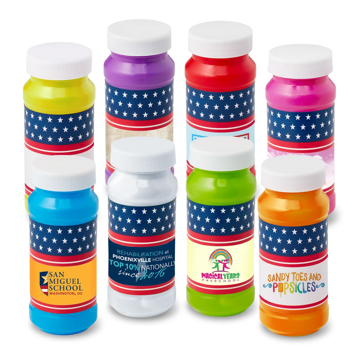 4 oz. Patriotic Bubbles with Full-Color Digital Label 1