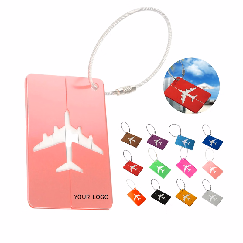 Premium Aluminum Luggage Tag with Stainless Steel Rope