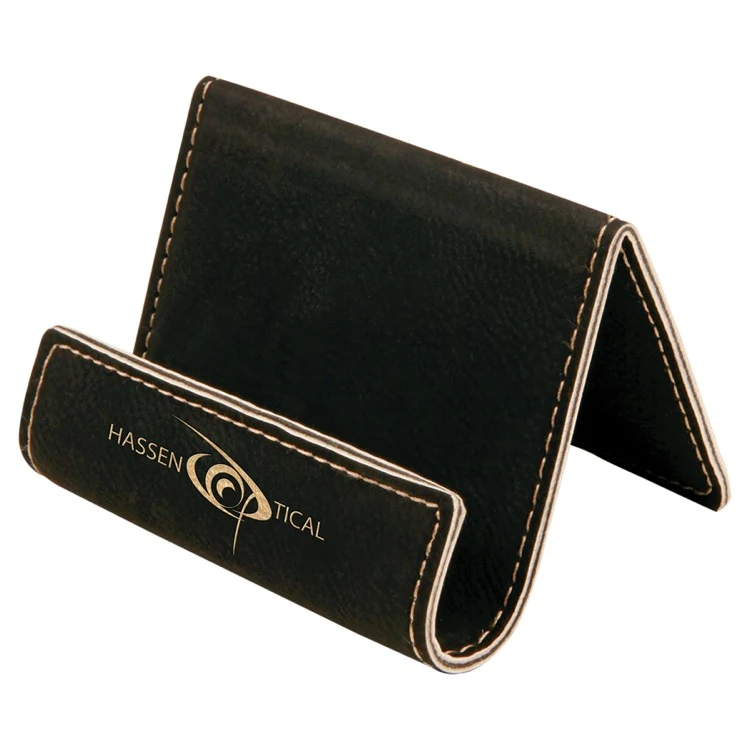 3 1/2" x 2 1/2" Black/Gold Leatherette Holder Easel 1