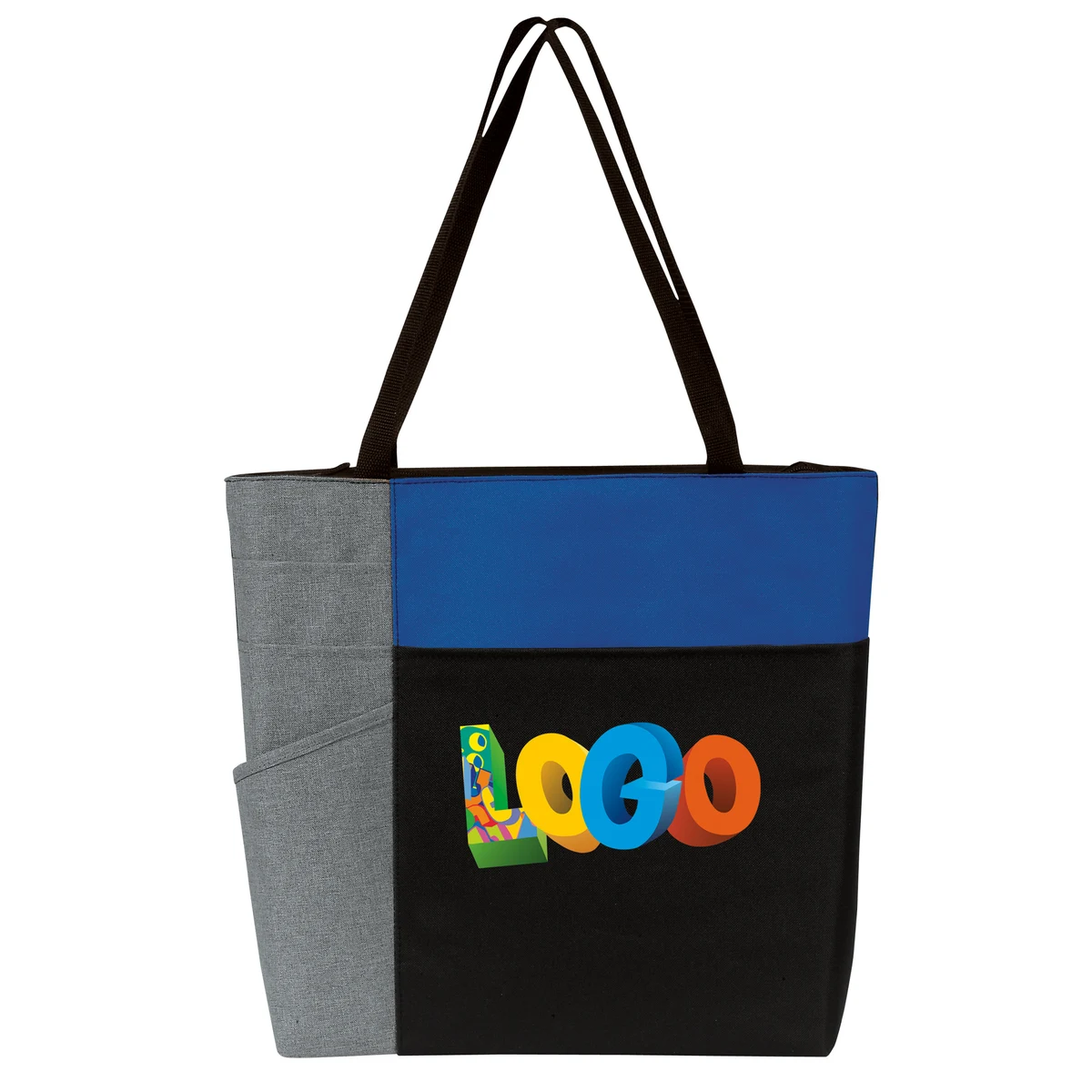 Three-Tone Color Block Zip Tote Bag 1