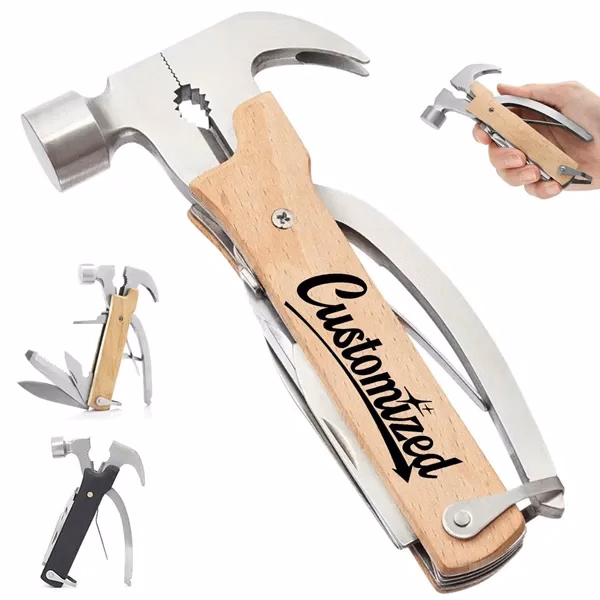 Custom 12-in-1 Stainless Steel Multifunction Hammer — Outdoor Adventure Promotional Gift