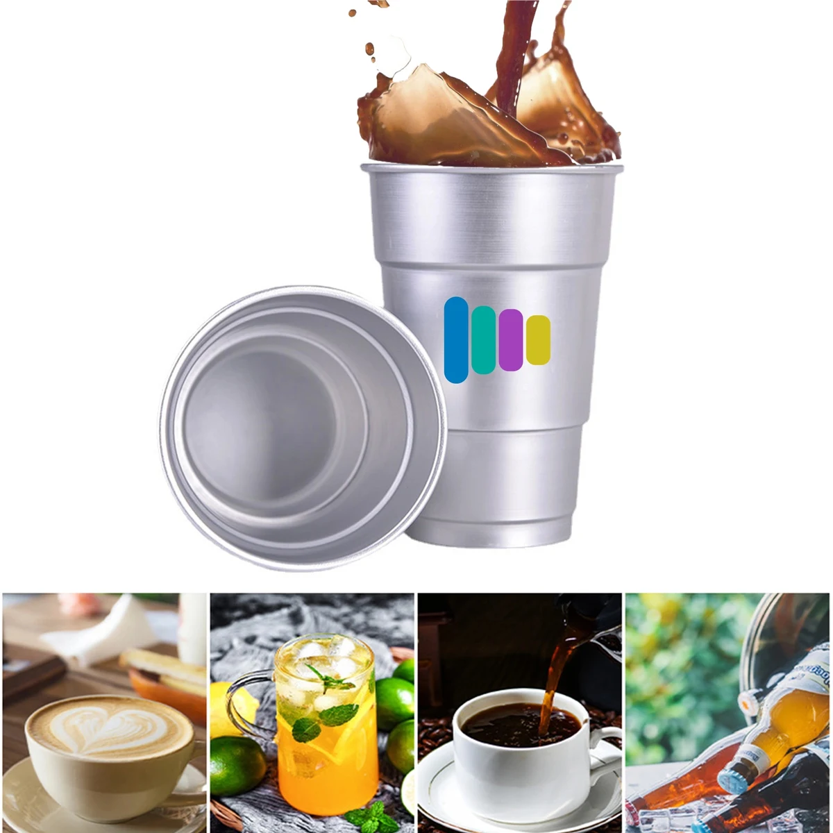 16oz Aluminum Cup Reusable Party Mugs Full Color Logo 1
