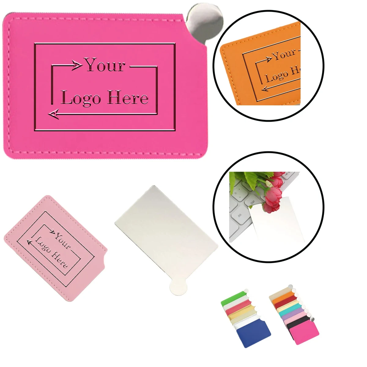Laser Engraved Leather Rectangle Make-up Mirror 1