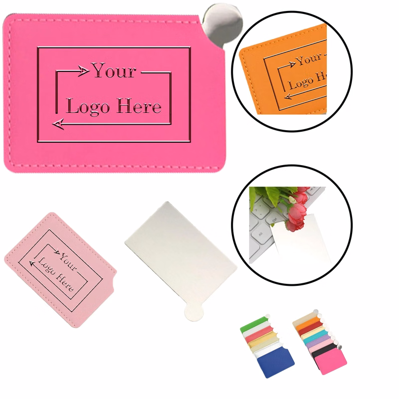 Laser Engraved Leather Rectangle Make-up Mirror
